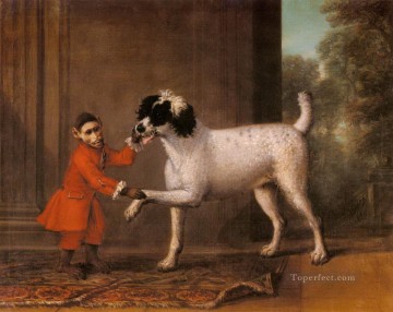 面白いペット Painting - ジョン・ウートン トーマス・オズボーンのお気に入りのプードルとサル おどけたユーモアのペット